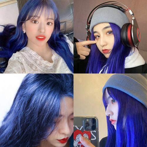 雾蓝色染发剂自己在家染时尚网红流行显白蓝色系青木蓝湖泊蓝潮流显白