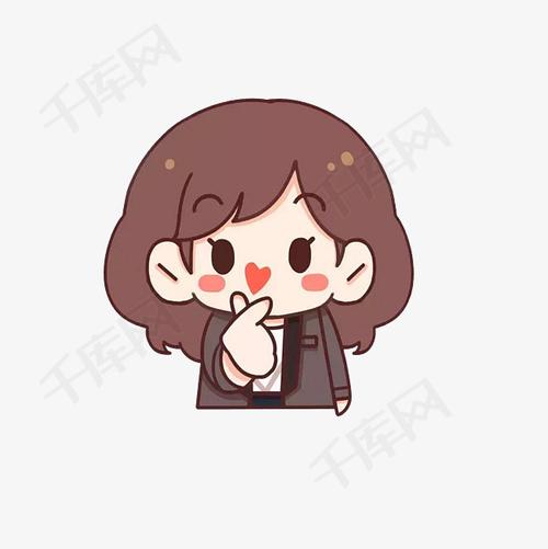 卡通比韩国爱的手势的女孩素材