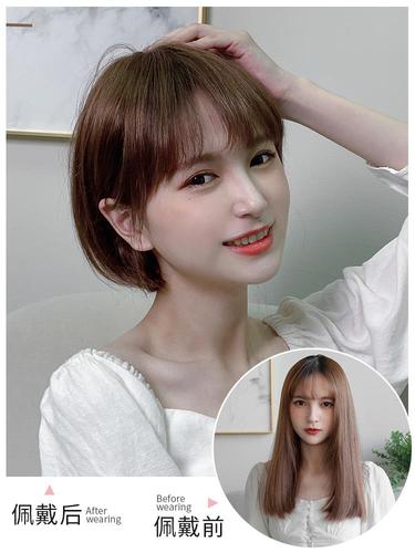 假发女短发 甜美可爱日系齐耳真人发丝圆脸发型自然真