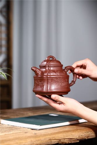 吴小楣紫砂壶作品|原矿底槽清四方竹鼎壶720cc手制