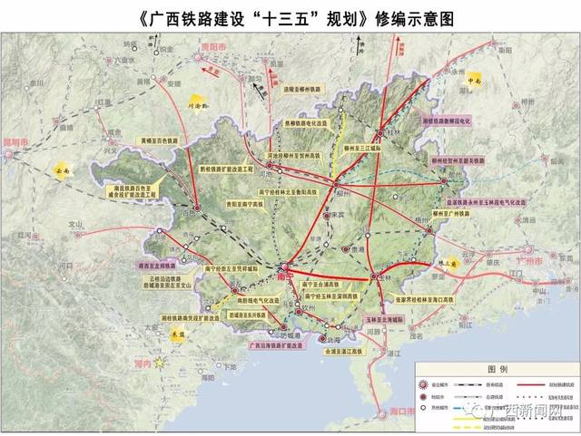 包括湘桂铁路衡阳至南宁段,衡柳铁路,柳南客专,焦柳铁路怀化至柳州段