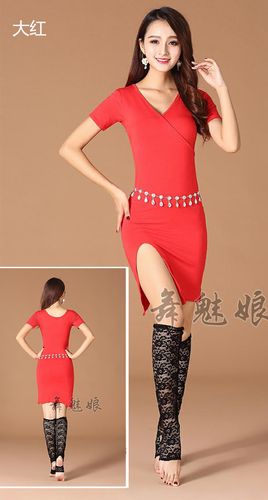 舞魅娘-新款秋冬肚皮舞套装大码莫代尔舞蹈服装裙子短袖批发定制