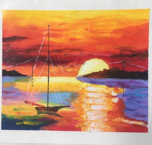 日落(油画棒画)