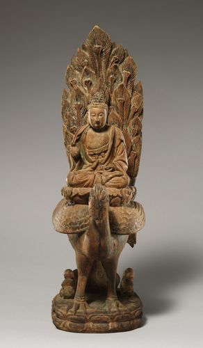 美国大都会艺术博物馆收藏 孔雀是阿弥陀佛的坐骑,极乐世界的孔雀是