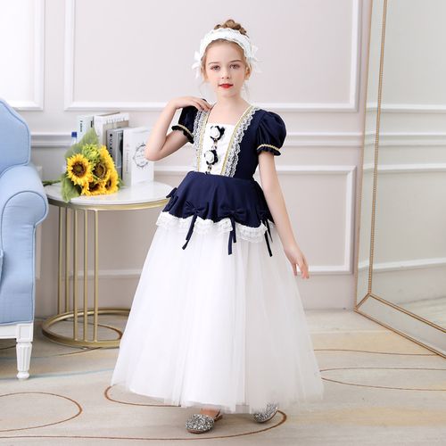 女童英伦风公主2021夏季新款欧美宫廷儿童女仆连衣裙