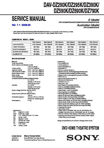 k, dav-dz390k, dav-dz590k, dav-dz690k, dav-dz790k service manual
