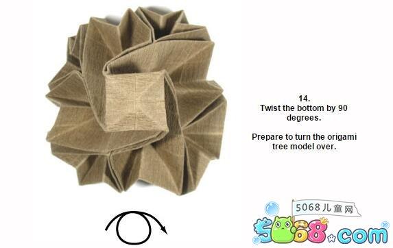 枯藤老树昏鸦 凋零的大树手工折纸教程图解(6)