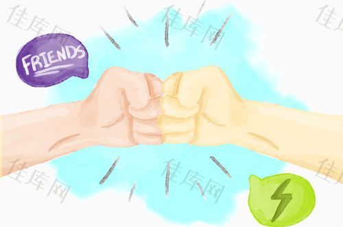 手绘击拳蓝底字母图案