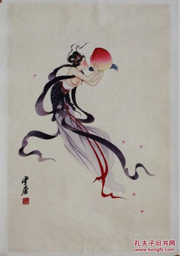 【李唐】辽宁籍当代佛教艺术画家【飞天献寿】