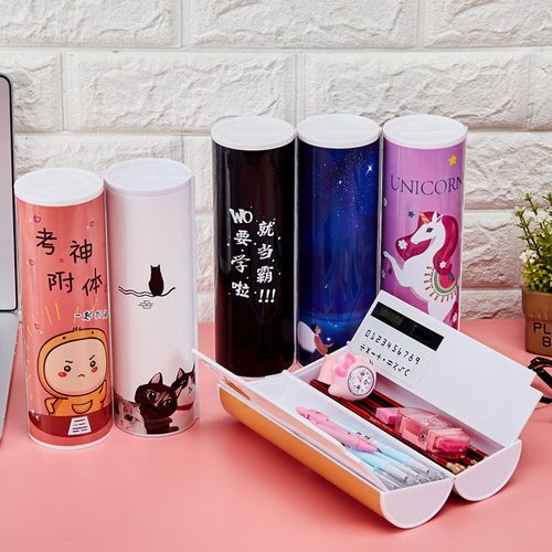 创意圆筒文具盒圆柱形樱花笔盒铅笔盒笔袋