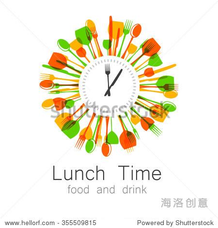lunch time logo. restaurant coffee shop fast food