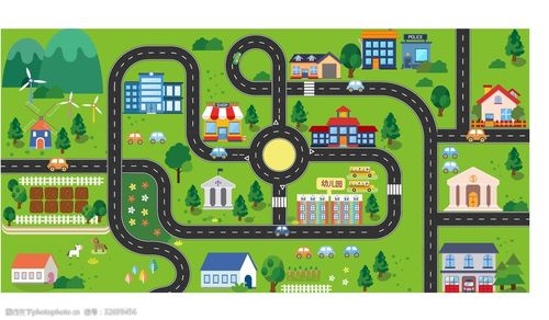 卡通地图地贴 卡通 游戏 地贴 儿童 幼儿园 玻璃贴 ai 矢量图 游乐园