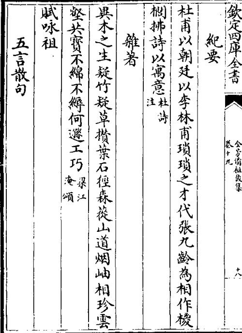 榈拂诗以寓意(杜诗/注)   杂著 异木之生疑竹疑草攒叶石径森苁山道烟