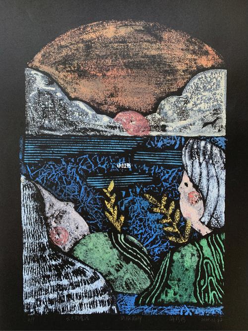综合材料纸本版画《长大的童话》_版画_童话故事_纸版画_文化_绘画