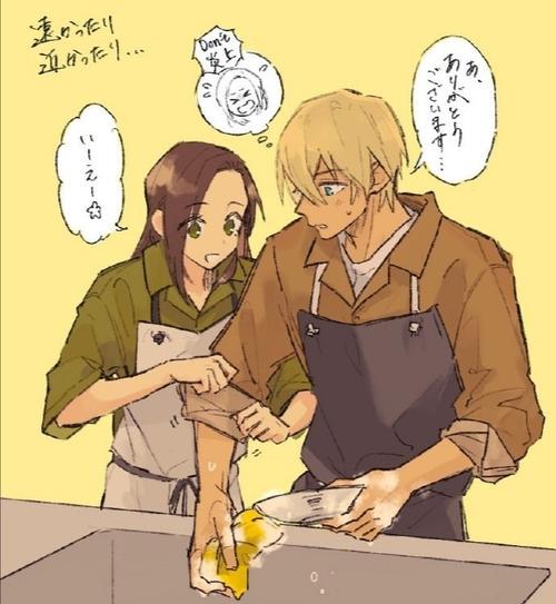 名侦探柯南画师笔下的安室透和小梓两人的互动很温馨