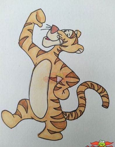 跳跳虎简笔画步骤,可爱的跳跳虎简笔画彩色