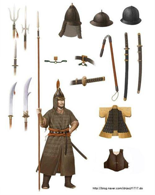 古代朝鲜士兵军装与冷兵器中国味儿十足
