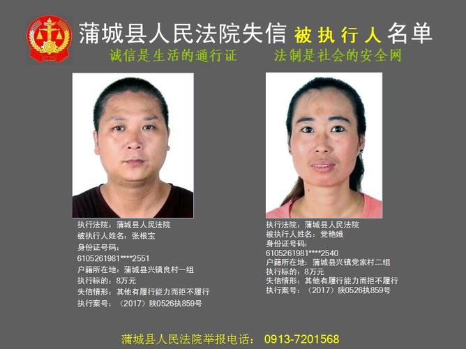 2017年第二批失信被执行人-蒲城县人民法院