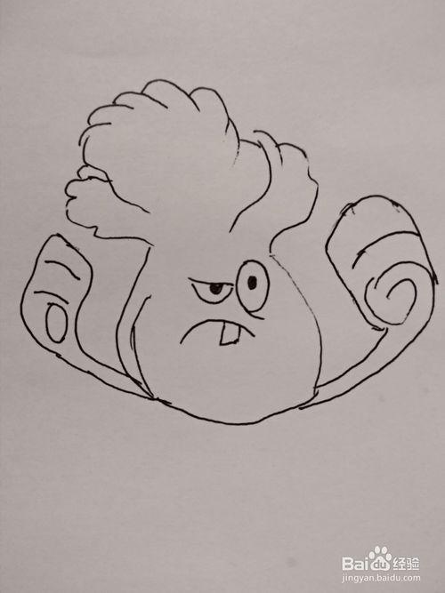 《植物大战僵尸》中菜问的简笔画步骤