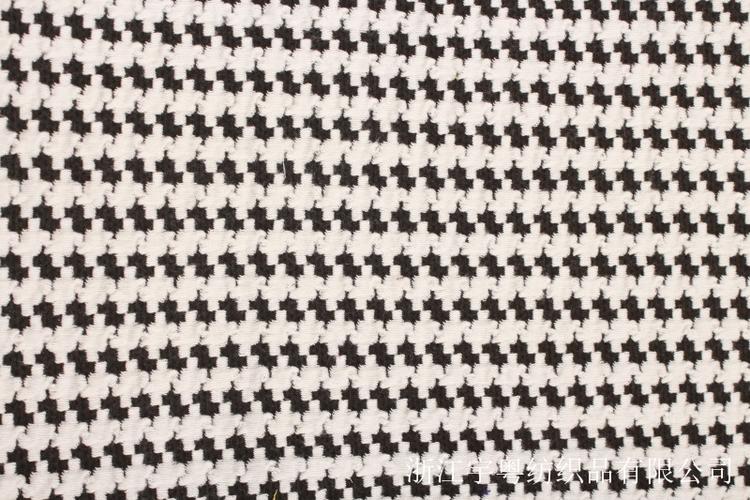ys10295涤棉针织大提花千鸟格女装秋冬面料针织粗纺双层面料