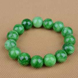 天然巴西寒玉手链 绿色玉石手链 石英岩玉绿手链 宝石级手串手链