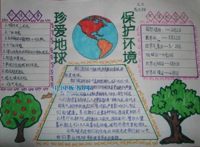 珍爱地球保护环境的手抄报 保护环境的手抄报