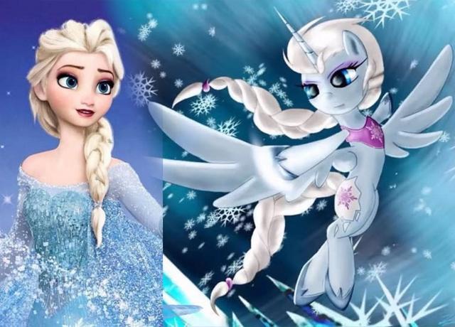 迪士尼公主变身为小马宝莉,艾莎公主成为天角兽,柔柔