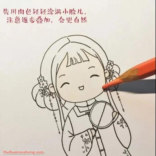 一组古风q版仙女简笔画步骤彩色图片