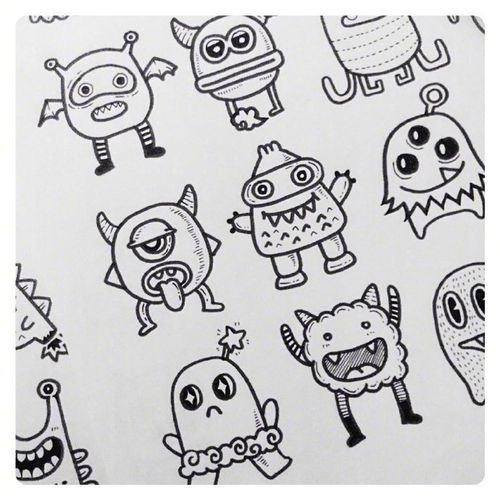 一组最近很火的小怪兽简笔画素材,超可爱!(cr:插画师lemao)