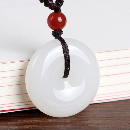 正品玉石新疆和田玉羊脂平安扣白玉吊坠
