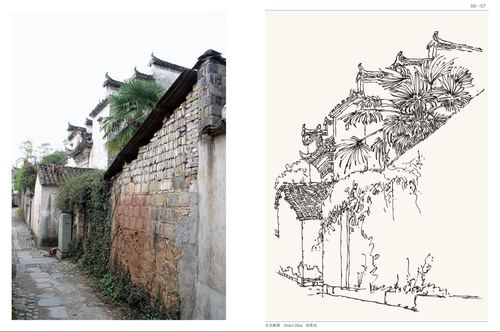 纯手绘代画 建筑速写 写生风景速写 安徽宏村8开a4素描速写 色彩