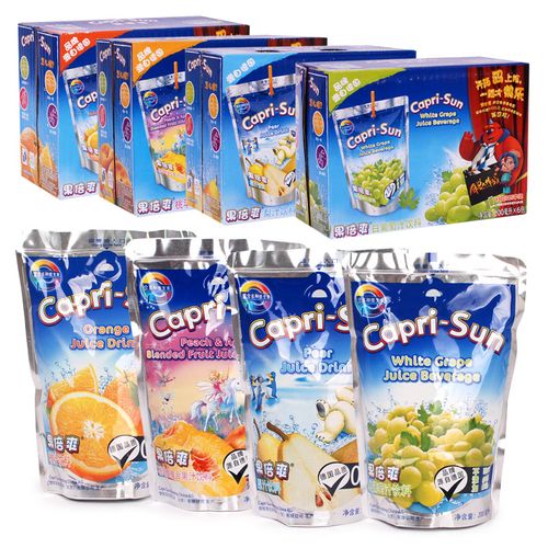 德国果倍爽饮料四箱24包四种口味capri-sun进口儿童果汁饮料200ml