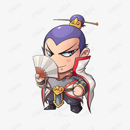 卡通水浒人物小旋风柴进的素材免抠水浒传卡通人物小旋风柴进扇子遮面