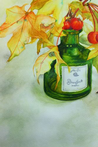 水彩画-瓶中秋天