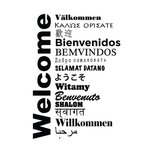 贴纸文字各国欢迎公司办公室欢迎光临英文墙贴墙贴