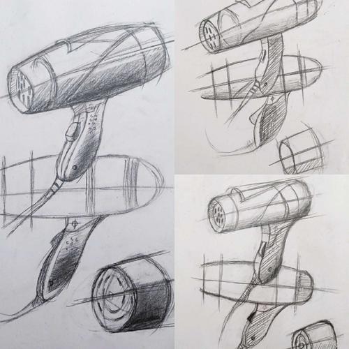 优一班素描线稿练习《吹风机》