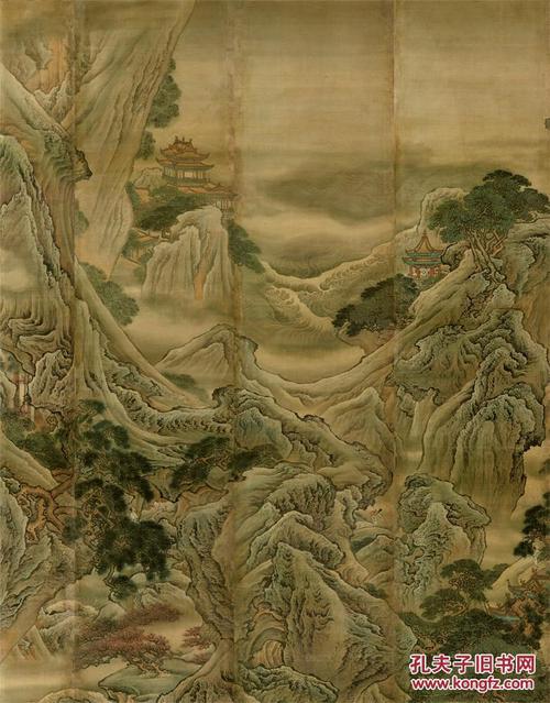 清袁耀蓬莱仙境图屏