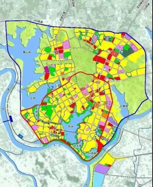外环路如下图红线标识所示,西北部为姜夔大道一二三期工程,南部为