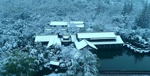 杭州市萧山湘湖雪景航拍视频素材