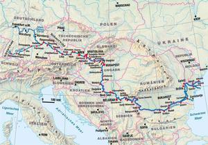 维也纳,阿尔卑斯山,多瑙河的位置