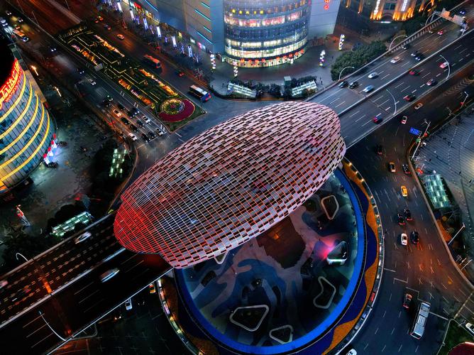 鸟瞰五角场夜色