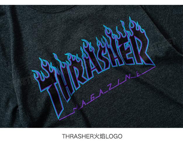 正品代购thrasher flame 经典火焰 男女 情侣 短袖t恤