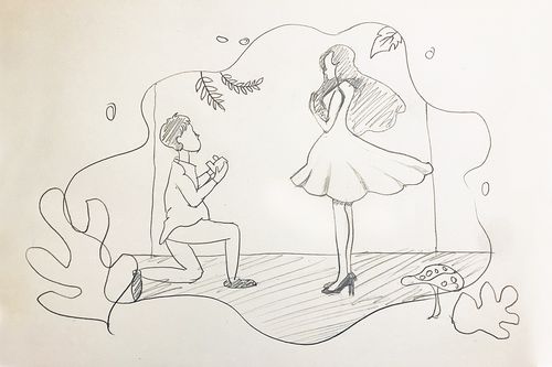 扁平插画-求婚