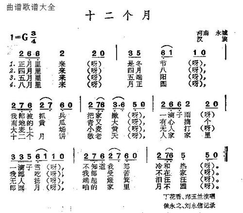 十二个月_十二个月简谱_十二个月吉他谱_钢琴谱-查