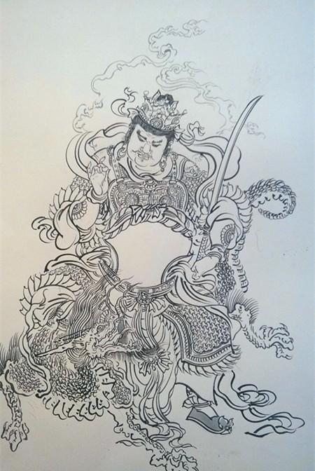 「重彩与白描」李云中佛教造像之四大天王