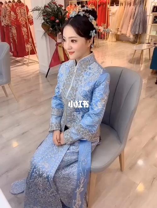 最美客照|分享|新款蓝色秀禾服分享一组美图~ 清凉的蓝色秀禾服_秀禾