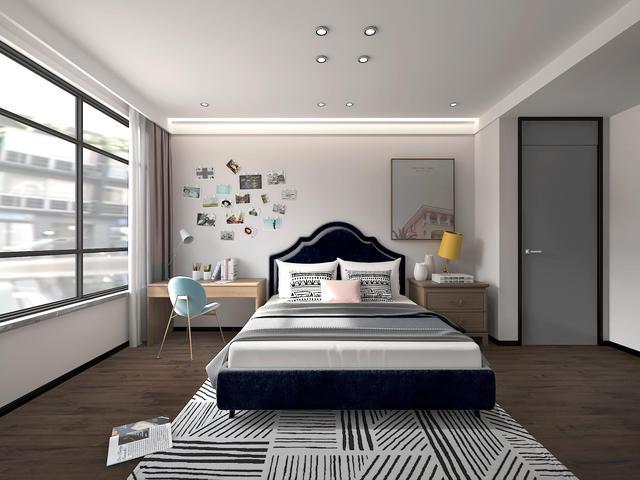 合肥雍龙府现代混搭次卧装修效果图.