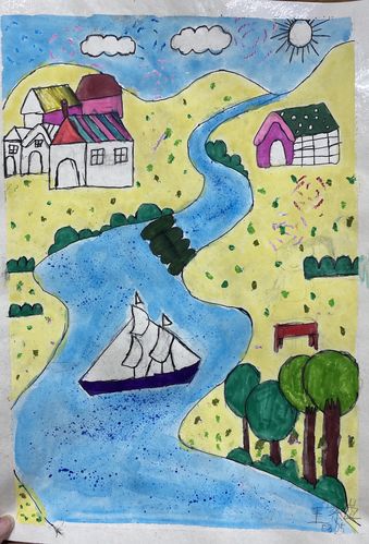 画面构成纵深方向的空间关系的视觉感,一般以河流,道路,铁轨等物体为