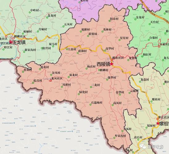 玉凤村,牟家沟村,石道场村和原龙泉乡所属行政区域为西陵镇行政区域