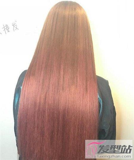 发尾削减出v字的形状,亚麻棕